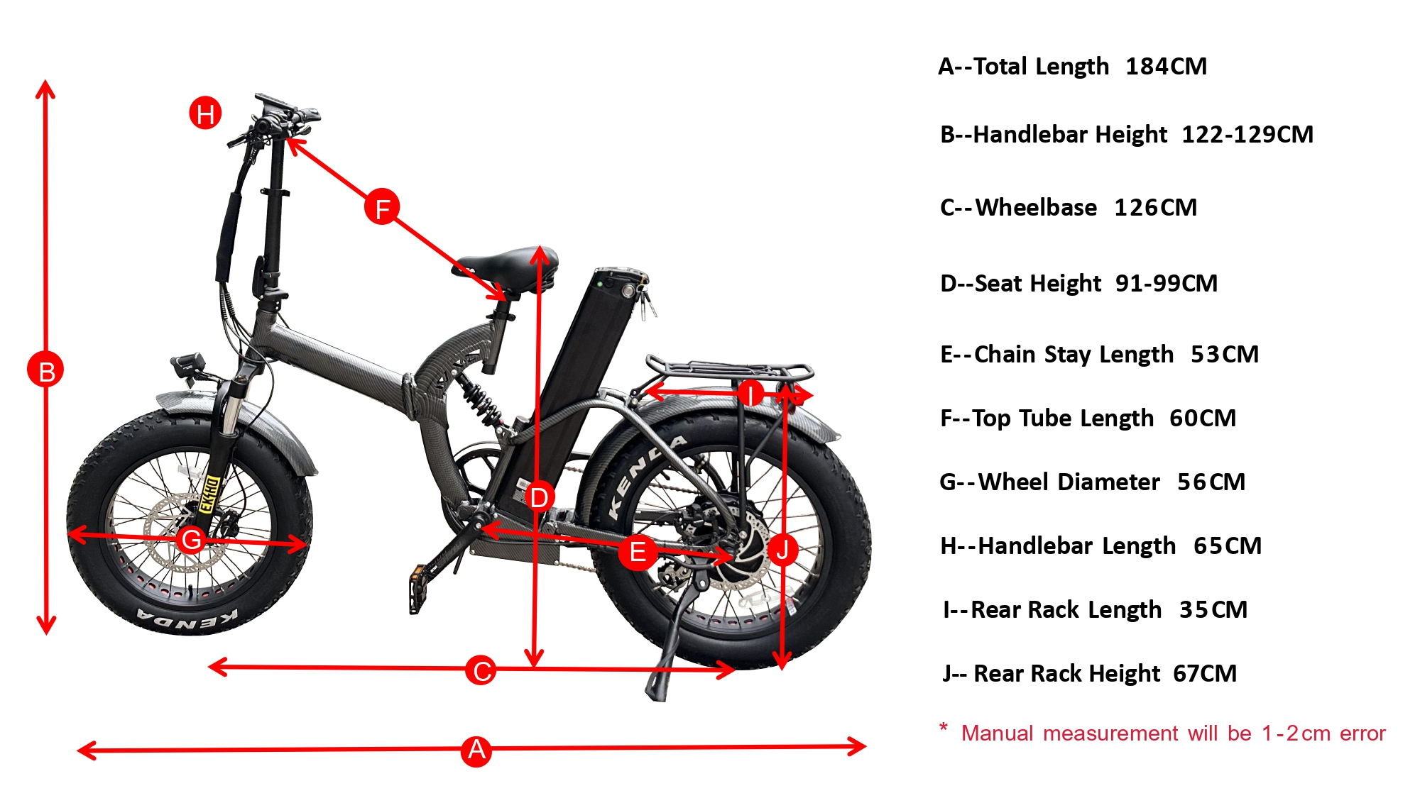 Geometria della bici elettrica pieghevole per pneumatici grassi