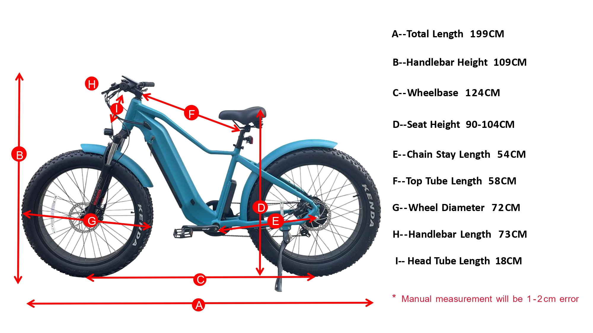 Geometria della Mountain Bike elettrica da 750w