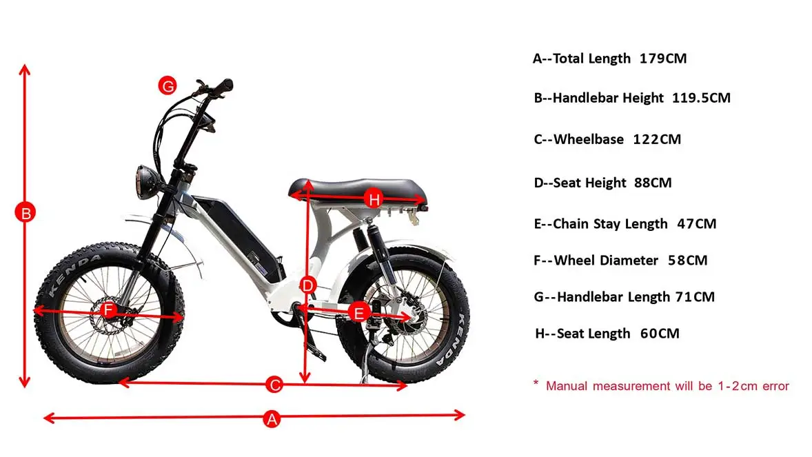 Geometria del passaggio attraverso la bici elettrica per pneumatici grassi